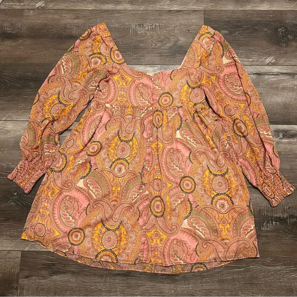 BCBGeneration Pink Paisley Sweetheart Long Sleeve Dress, Size 10, Mini - Picture 4 of 10